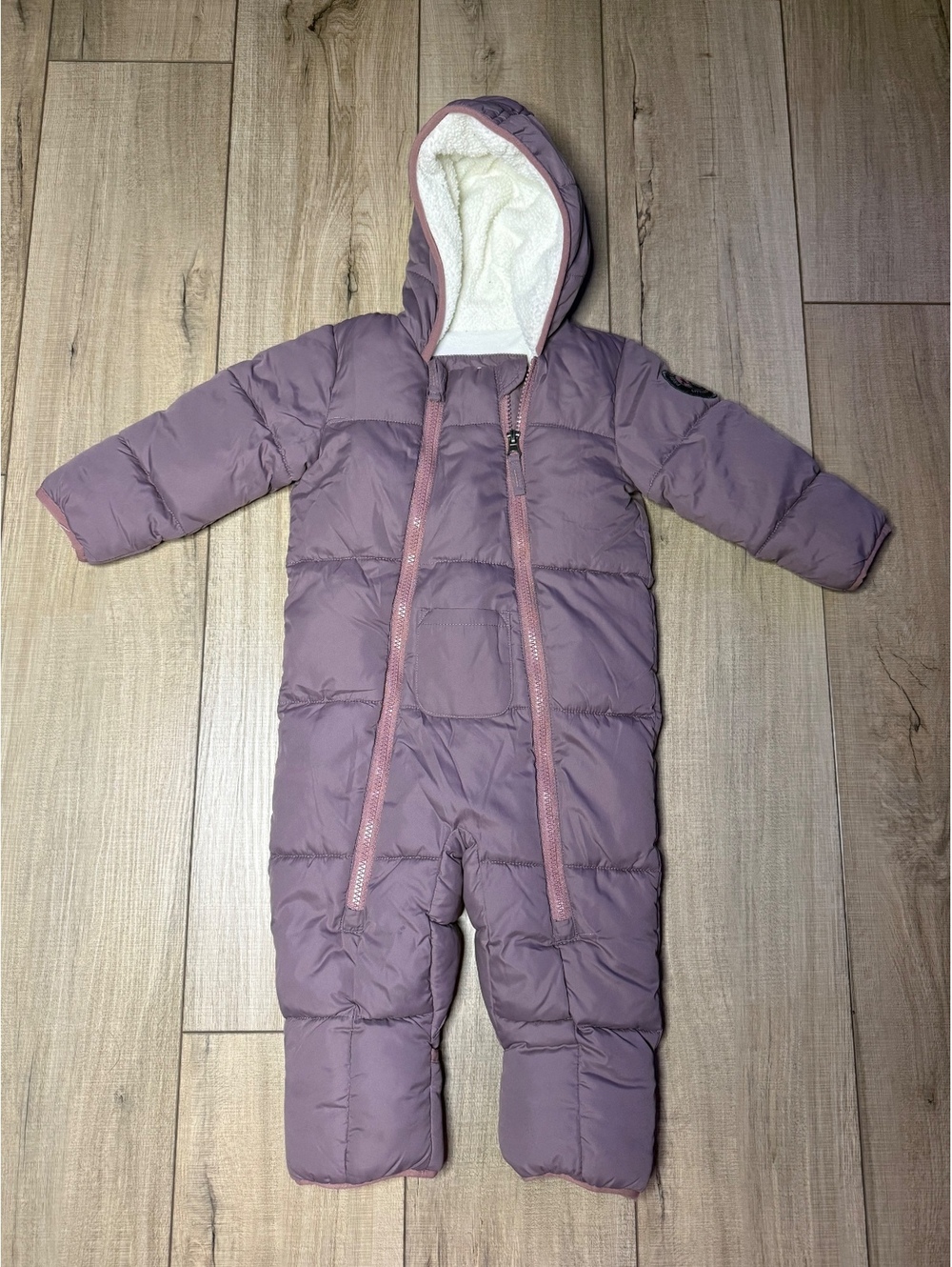 Free Country Baby 9-12M Purple Puffer Snowsuit Fleece Lined Hooded Bunting